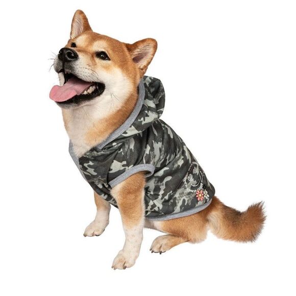 Justice Pet Polyester Split Dog Hoodie Camo/Gray Medium - Picture 1 of 7